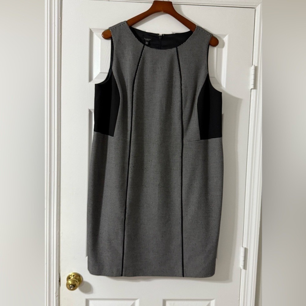 Talbots Dress Womens 18W Petite Black White Sheath‎ Sleeveless Career Office